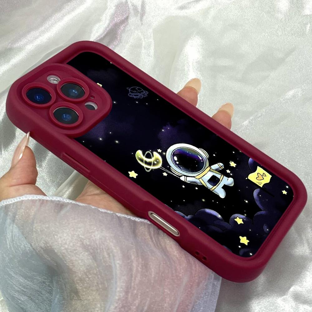 JT220 Cute Spaceman Alien for iPhone 17 16 15 Pro Max Samsung S26 S25 Ultra A17 A16 A07 A56 A15 A06 Xiaomi 15T Redmi 15c 14C Soft TPU Case