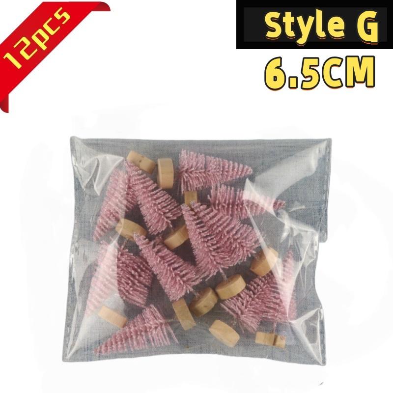 12Pcs Mini Christmas Desktop Miniature Pine Tree Micro Landscaping 4.5/6.5Cm Sisal Silk Cedar Tree Ornamen Navidad Xmas Decor