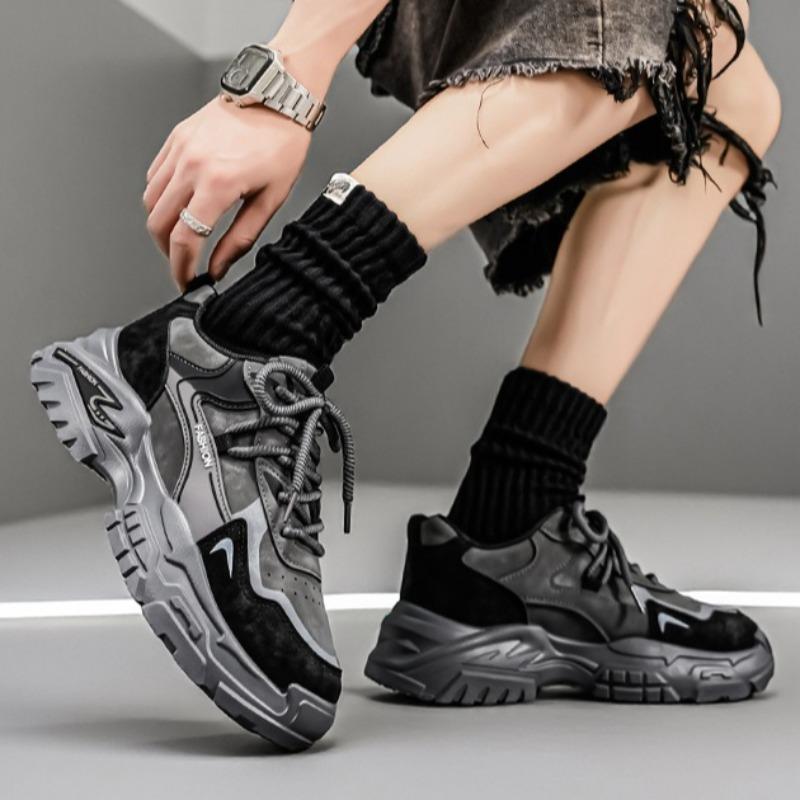 Men Thick Sole Non Slip Running Sneakers, Student Daily Athletic Sports Shoes