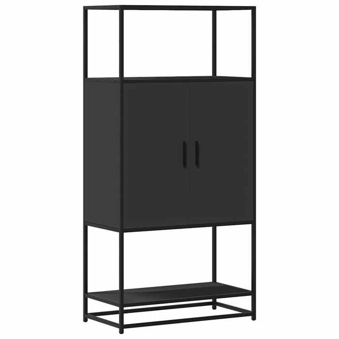 VidaXL Highboard Black 68x35x139 Cm Engineered Wood and Metal, Sideboard, High Storage Cabinet, Display Cabinet 849039