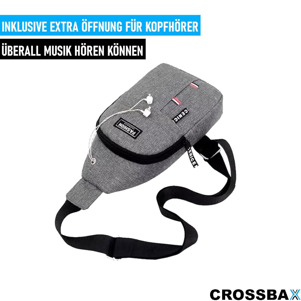 CROSSBAX Brusttasche Umhängetasche Schultertasche Crossbody Sling Bag grau