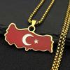 Colier pandantiv Hartă și Steag Curcan din Oțel Inoxidabil pentru Femei Bărbați Culoare Aurie Argintie Lanț Turcesc Bijuterii Cadou Türkiye Cumhuriyeti