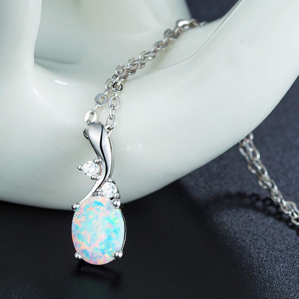 Bohemia Imitation Oval White Opal Pendant Necklace For Women Girl Party Glamour Jewelry Engagement Wedding Band Accessories