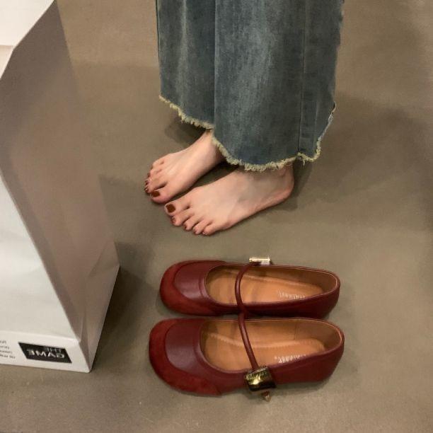 With Retro Mary Jane Shoes Women's Single Shoes Internet Celebrity Doudou Shoes Popular Square Head Summer Fashion Skirt Hundred