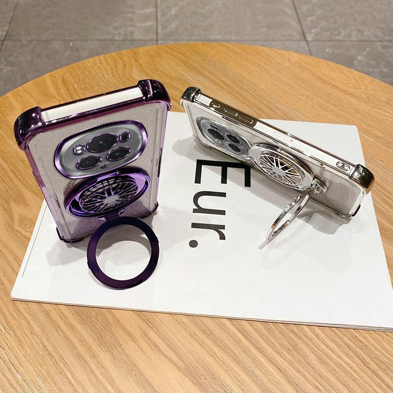 Glitter Shockproof Gradient Plating Gyro Phone Holder Case For Huawei Honor Magic 6 5 Pro Silicone Cover