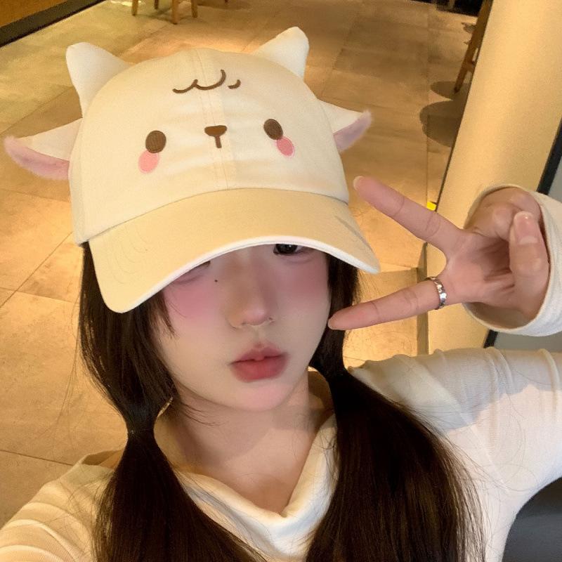 Japanese Women S Three-Dimensional Ears Embroidered Cap Student Versatile Sun Hat бежевый