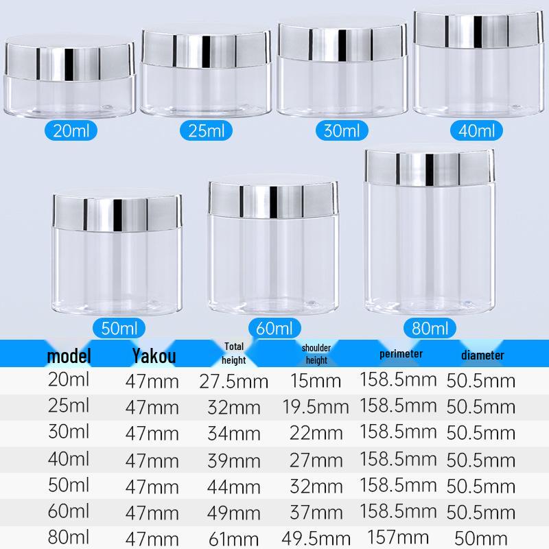Weithalsflasche aus PET-Kunststoff, 40 ml Cremetiegel für Reisekosmetik, leer mit 47-Zahn-Design mit gerader Schulter