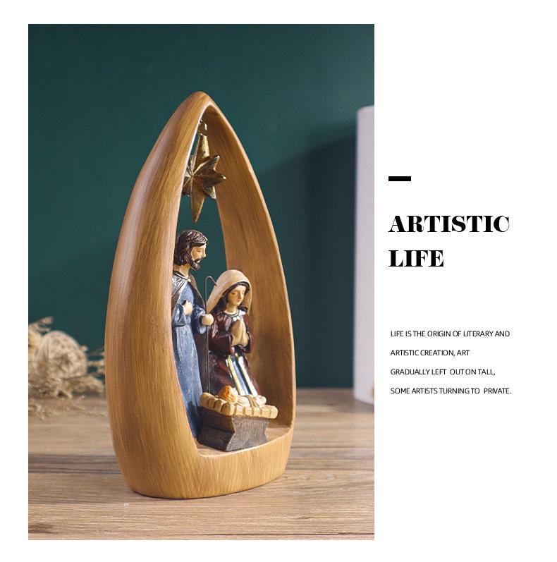 European Holy Infant Resin Figurine - Nativity Scene Tabletop Decoration