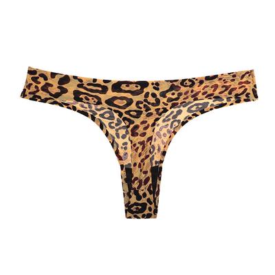 Nahtlose Höschen aus Eisseide, einteilige Slips für Frauen, Unterwäsche mit niedriger Taille, Unterhose, sexy Tanga mit Leopardenmuster, weiblicher Bikini, T-Höschen