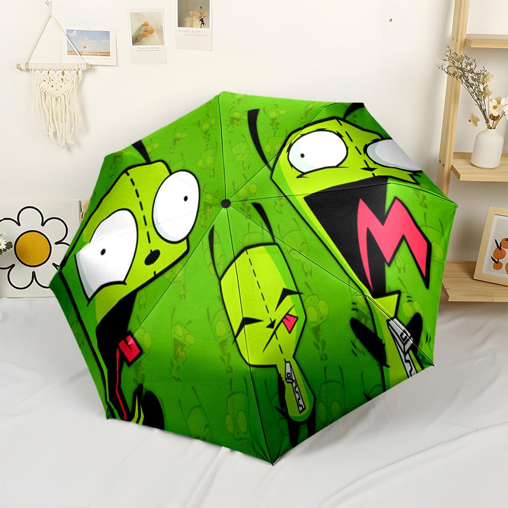 Invader Zim Automatic Umbrella Compact 8-Rib Lightweight Lightweight All-Season Travel Outdoor Accessory