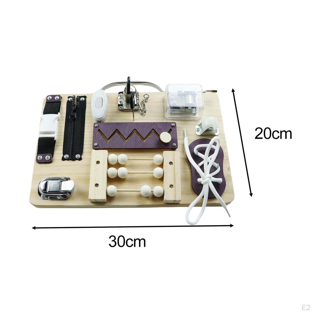 Wood Busy Board Early Learning Travel Toy Handcraft 30x20cm for 1+ Year Old Teaching Aids Fine