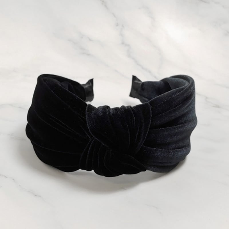 LALA Velvet Knot Wide Hairband - Black