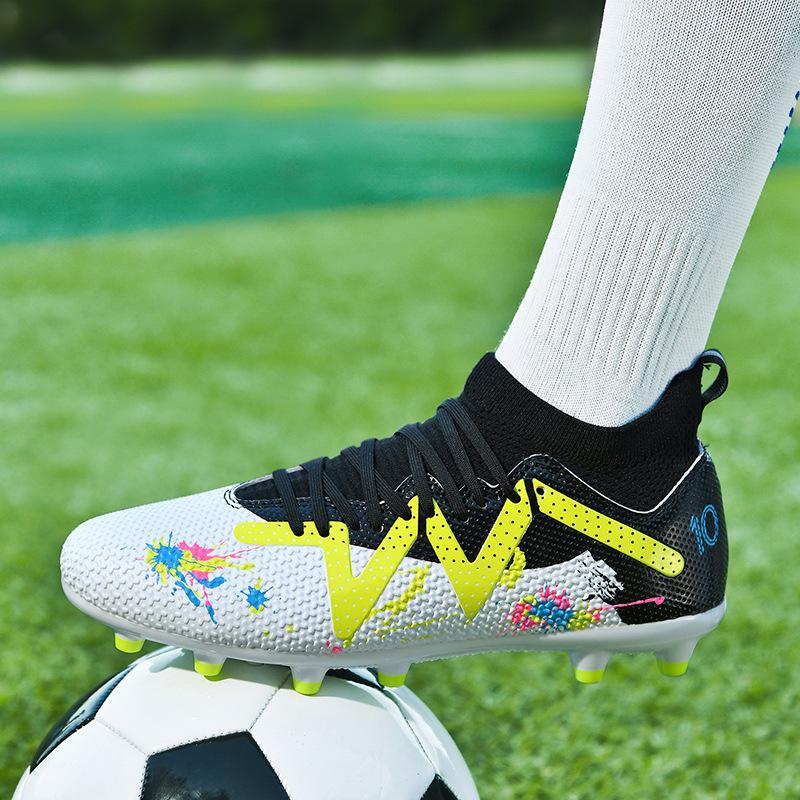 Children's Football Shoes Men's TF Velcro Teen Elementary School Girls Shredded Nails Football Shoes Lace-Up Sports Training Shoes