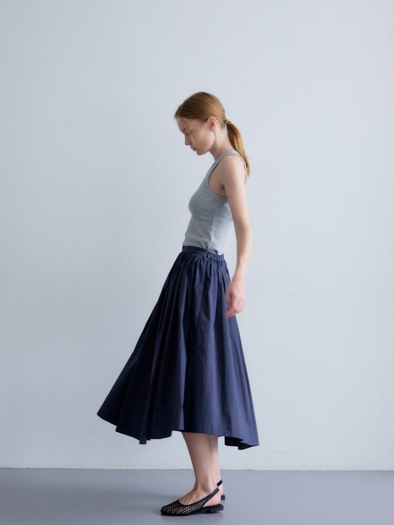 Nobeu Asymmetrical Shirred Skirt_Navy