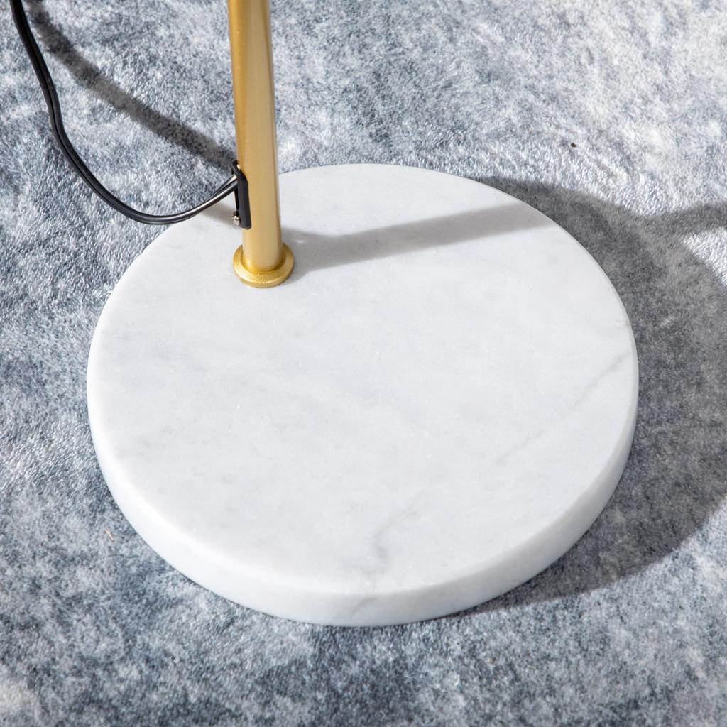 Floor Lamp for Living Room In Steel with Adjustable Conical Lampshade Marble Base 40W 35 X 26 X 153 Cm Gold