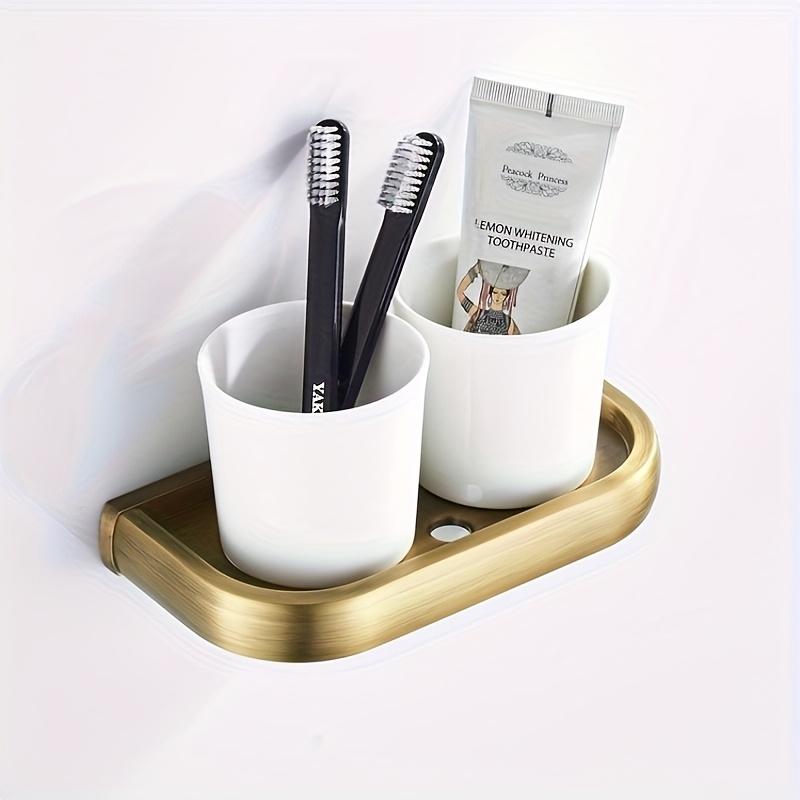 Simple Vintage Toothbrush Holder White Ceramic Cup Mouthwash Cup Dual Cups