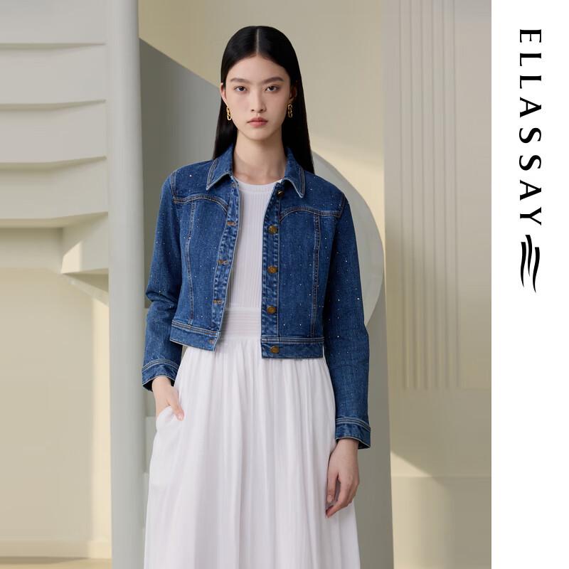 

ELLASSAY Women s Elegant Hot Drill Denim Short Jacket L