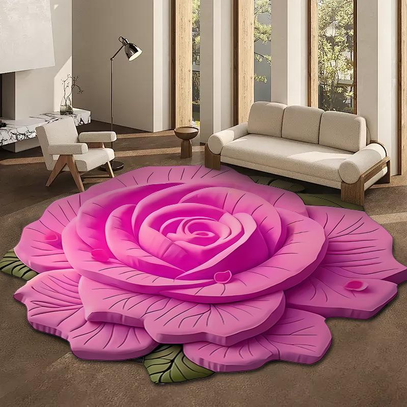 Irregular Floral 3D Diatomaceous Earth Bathroom Mat – Water Absorbent, Non-Slip, Quick-Drying.