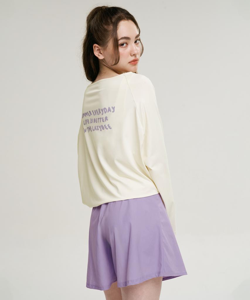 Leijibi [Set] Cotton Candy String Women'S Long Sleeve Rash Guard + Wrap Skirt Set (2 Colors)