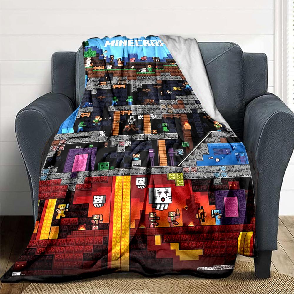 Minecraft Adventure Poster Blanket Soft Throw Blanket For Home Bedroom Bed Sofa Travel Office Solid Christmas Blanket