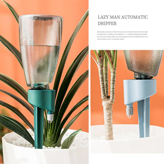 Adjustable Self Watering Spike Automatic Plant Watering Device Slow Release Drip Irrigation Spike with Bottle for Indoor Outdoor Plant Pots Vacation