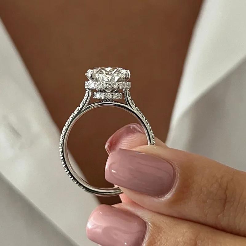 Moissanite Ring 100% Real 925 Silver Diamond Party Wedding Band Rings for Women Bridal Engagement Jewelry GRA Certified