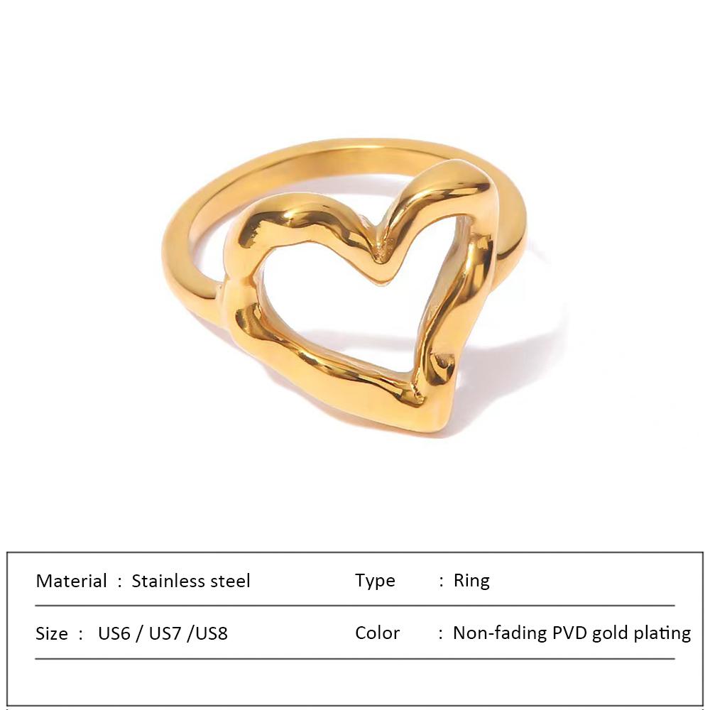Stainless Steel Rings for Women Gold Color Love Heart Wedding statement Rings Stylish Jewelry Accessories Wholesale Dropshipping