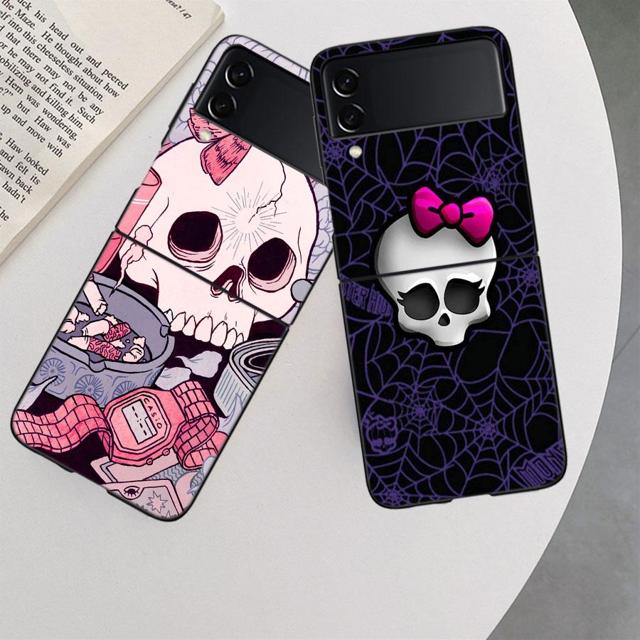 Witch Girl And Cat Case for Samsung Galaxy Z Flip 6 Flip 5 4 3 5G Black Cell Phone Cover Z Flip 5 Luxury PC Shell Coque