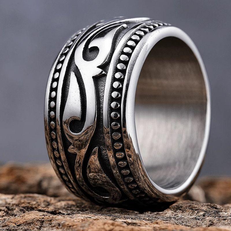

Rock Punk Fancy Fashion Retro Fashion Titanium Steel Ring Men Fashion Brands Unique No Color Fading Forefinger Ring 19. Pattern Ring Us Size 13 (Around 110kg Belt)