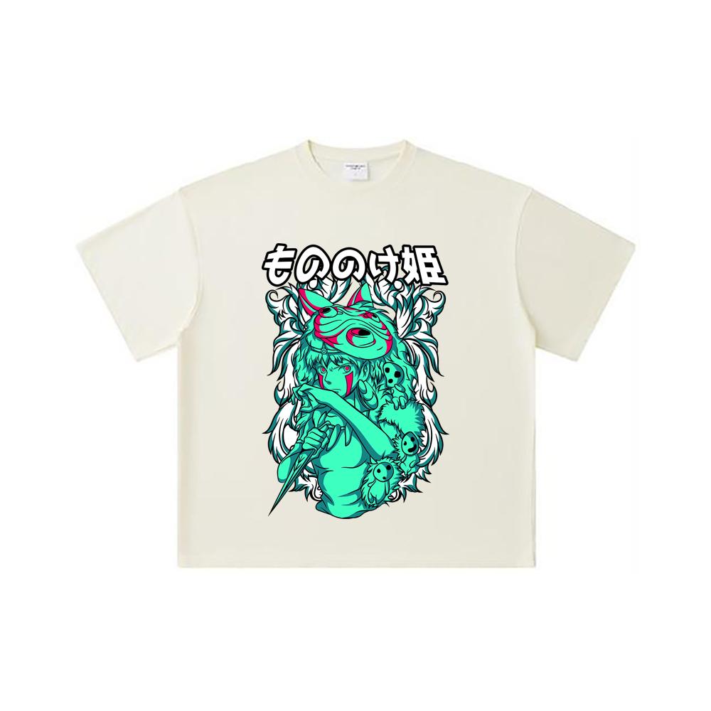 

Унисекс футболка из плотного хлопка, 260 г/м², двойная пряжа, 32 каунт, 100% хлопок, с принтом Ghibli V5 Принцесса Мононоке S абрикосовый