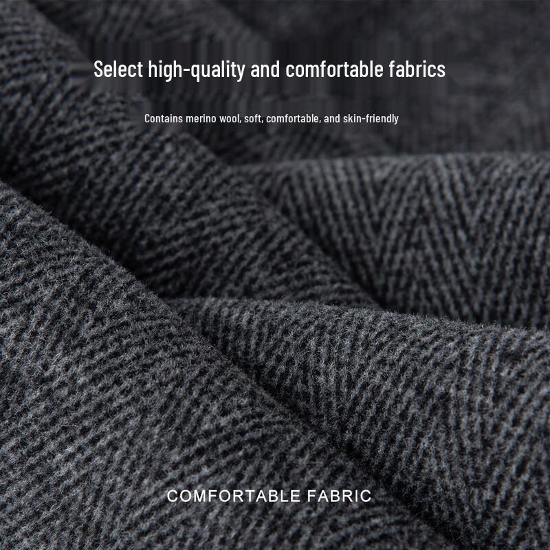 Women's High-Waist Wool-Blend Herringbone Wide-Leg Slit Casual Pants