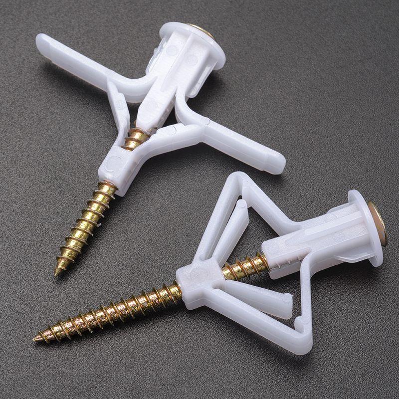 10/50set Plasterboard Expansion Screws Self-Drilling Airplane Plug Pipe Hollow Wall Gypsum Board Drywall Hardware Fixings Kit