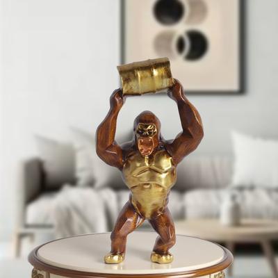 Houtnerf Gorilla Sculptuur Hars Dierensculptuur Decoratief Stuk voor Huis, Slaapkamer, Woonkamer, Studiekamer en Aanrecht