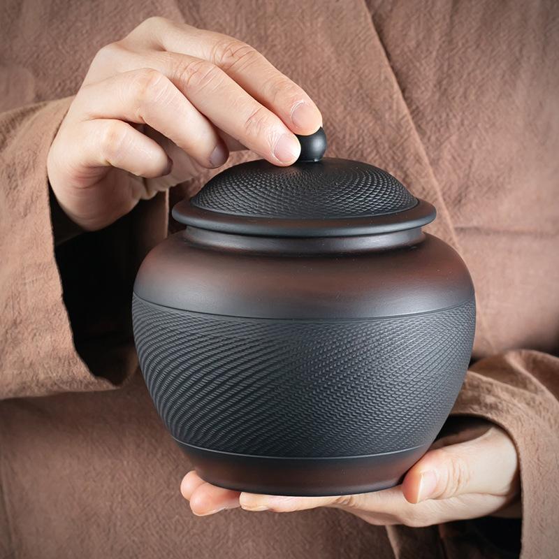 tea organizer Porcelain Purple pottery tea can Sealed moisture-proof jar ceramic purple clay awaken tea jar Pu erh storage jars