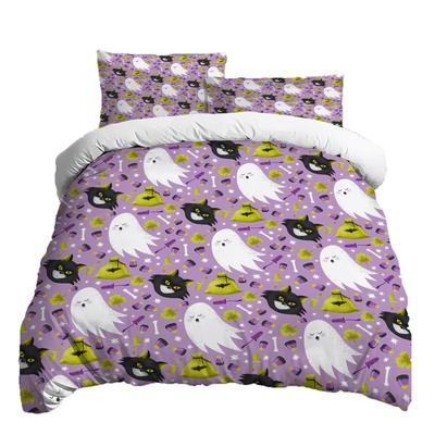 Ensemble de literie Halloween trois pièces Housse de couette Taie d'oreiller Tissu brossé Épais