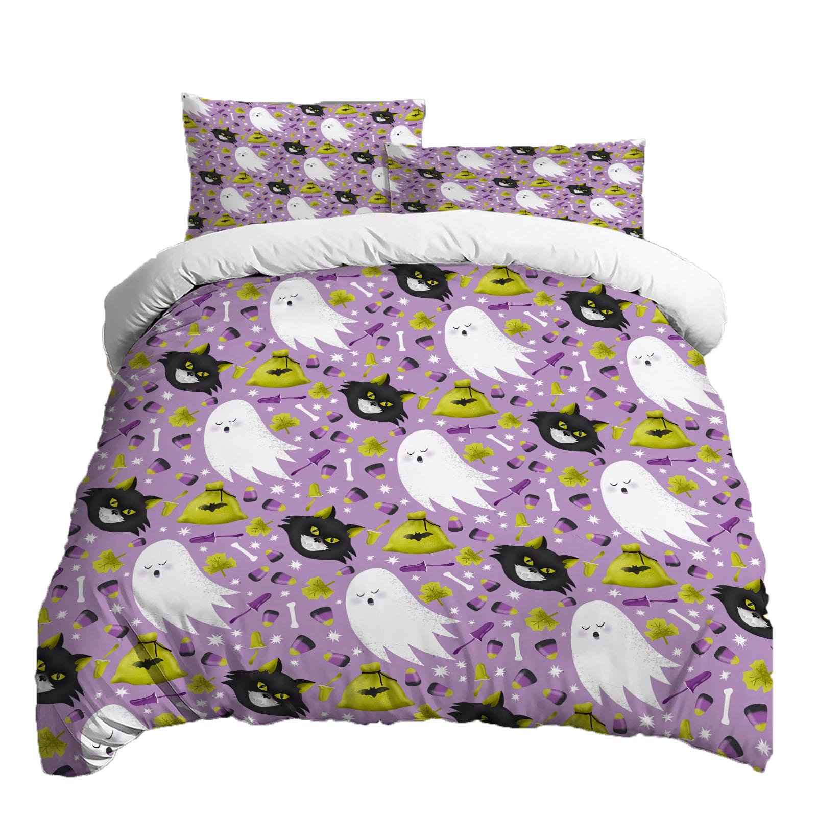 

Хэллоуин Комплект постельного белья из трех предметов Пододеяльник Наволочка Матовая ткань Утолщенный XS