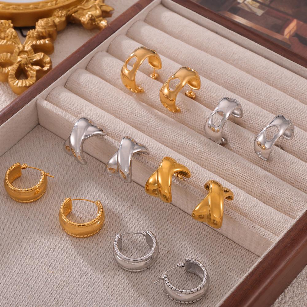 Gold Plated Geometric Titanium Steel Earrings - Elegant Cool Style for Women