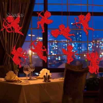 8Pcs Valentine's Day Hanging Plaque Cupid Design Vibrant Color Create Atmosphere Hanging Pendant Home Decoration