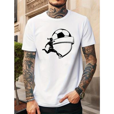European Sizes Men'S Football Graphic T-Shirt | Crew Neck Tee Featuring a Soccer Design - Casual Sports Top for Football Players