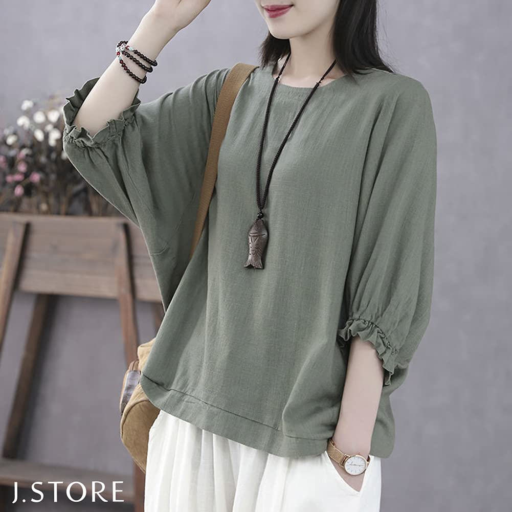Sleeve Relaxed Dolman Loose Adult Long Mori Spring Korean Elastic [J Store] 3/4 T-Shirt, Figure-Flattening, Sleeves, Fit, Top, Blouse, Sleeves,