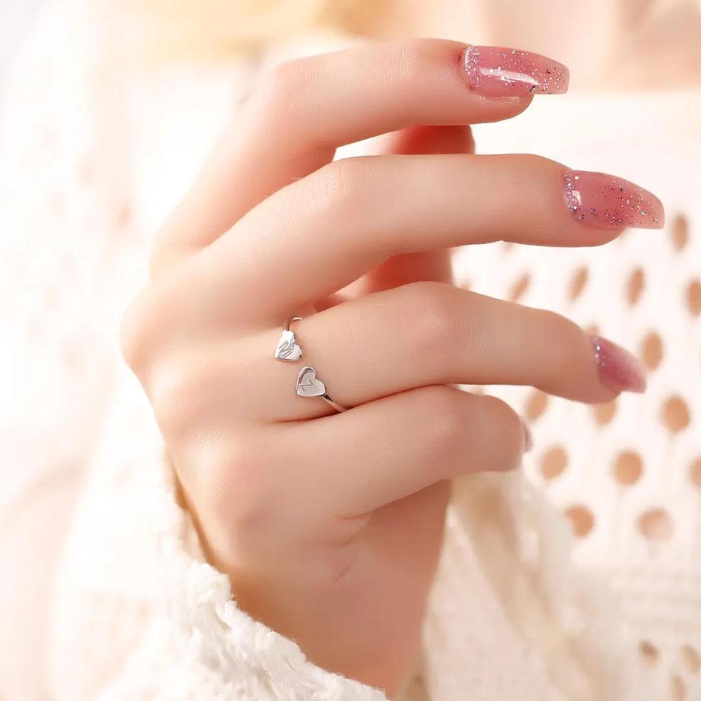 COOLTIME Anel Coração Inicial Personalizado Aço Inoxidável Personalizado Letra Número Gravado Anel de Casal Joia Presente Novo