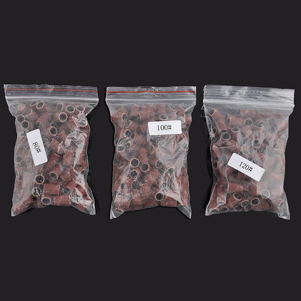 100pcs Nail Art Sanding Bands For Electric Nail Drill Machine Manicure Pedicure Grinder Milling Cutters 80"120"180" Sand Ring