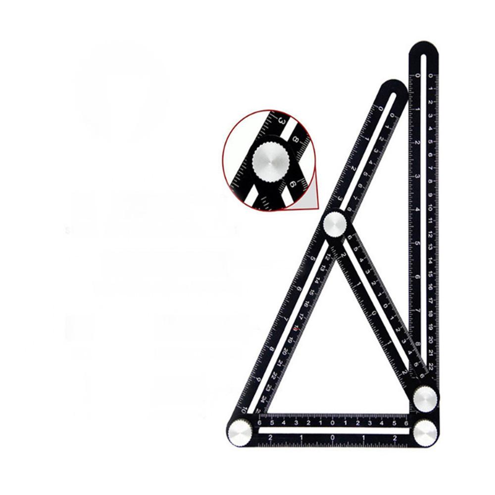 

Многофункциональная регулируемая угловая линейка, шаблон для сверления отверстий в плитке, 6-складная металлическая измерительная линейка, направляющая для сверления, шаблон для разметки, 31*5.5*2.6см