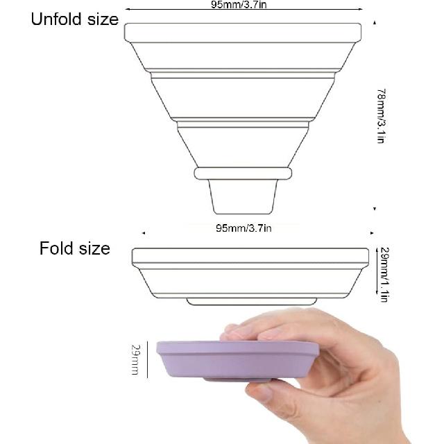 Pour Over Coffee Dripper,V60 and Cake Cup Filter Paper Silicone Coffee Funnel Filter,Reusable Dripper Coffee Filter with Wood Base Coffee Dripper