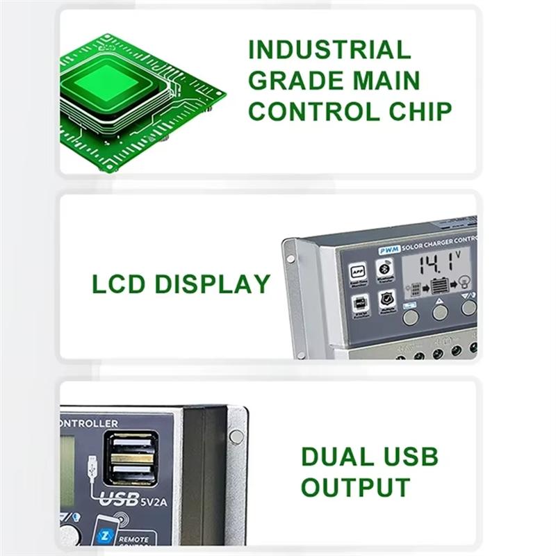 

ABNR PWM Solar Charge Controller 12V 24V Auto Wifi Solar Panel Regulator Solar Panel Regulator LCD Display