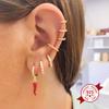 925 Silver Needle Cute Starfish/Shrimp Pendant Earrings Red Chili/ Star Enamel Gold Earrings For Women Fashion Jewelry