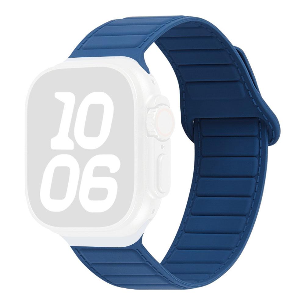 Stitched Line Pattern Silicone Strap for Apple Watch Series 11 10 42mm / 9 8 7 41mm / SE3 SE2 SE 6 5 4 40mm / 3 2 1 38mm Loop Magnetic Watch Band