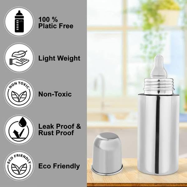 

Steel Bottle – 250 ml Stainless Steel Baby Feeding Bottle with Leak-Resistant Lid 250 ml steel bottle