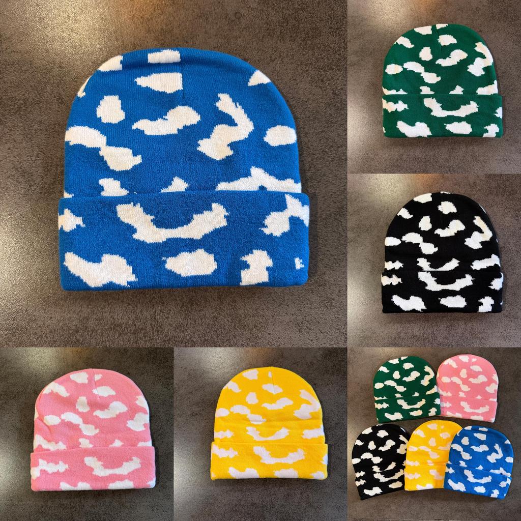 Cloud Print Knit Beanie With Warmth For Winter Outdoor Men Women