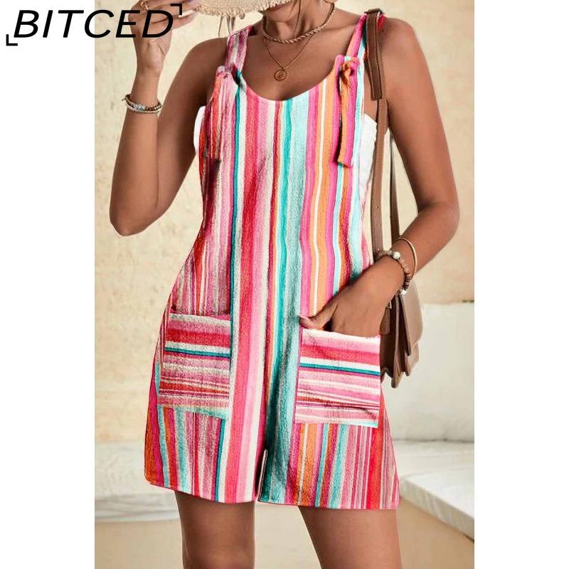 

BITCED Женские модные повседневные однотонные брюки с принтом на лето и весну, брюки без рукавов на подтяжках, комбинезоны и комбинезоны XXXXXL разноцветный